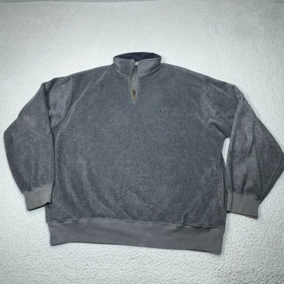 Polo Ralph Lauren Sweatshirt Men Large Gray Fleece Quarter Zip Hike Hunt‎ Golf - Picture 1 of 12